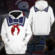 Ghostbusters Stay Puft Marshmallow Man Costume 3D Tshirt Hoodie Apparel, Cosplay 3D shirt