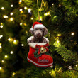 Custom Chesapeake Bay Retriever In Santa Boot Christmas Ornament, Personalized Dog Flat Acrylic Ornament