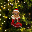 Custom Goldador In Santa Boot Christmas Ornament, Personalized Dog Flat Acrylic Ornament