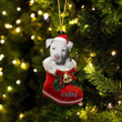 Custom Staffordshire Bull Terrier In Santa Boot Christmas Ornament, Personalized Dog Flat Acrylic Ornament