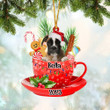 Brown Boxer In Cup Merry Christmas Ornament, Customized Dog Flat Acrylic Ornament for Christmas Decor