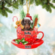 Dobermann In Cup Merry Christmas Ornament, Customized Dog Flat Acrylic Ornament for Christmas Decor