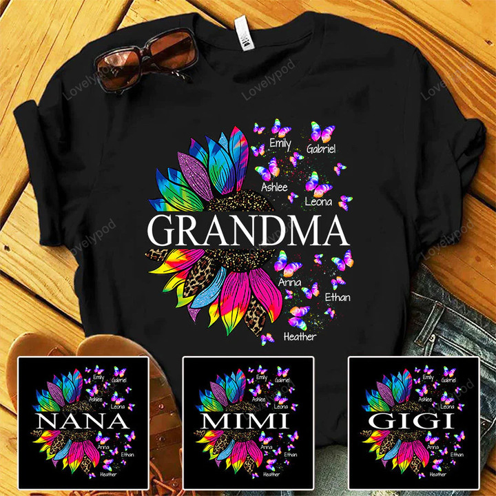 Grandma Flower Butterfly Art Shirt