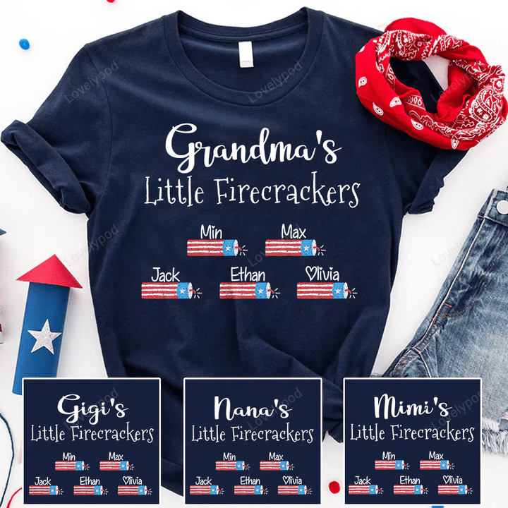 Grandma's little 4th of july with grandkids T-Shirt