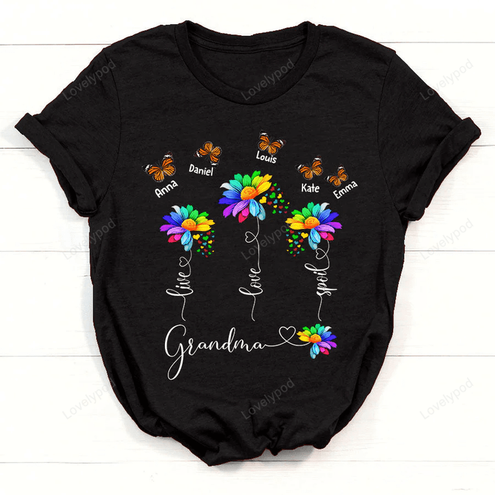 Grandma Live Love Spoil Flower Custom Shirt