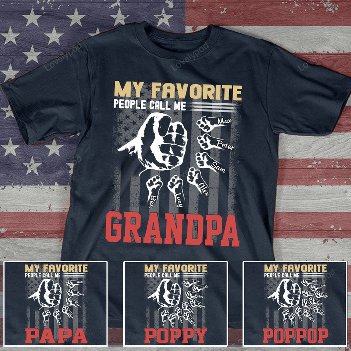 My favorite People Call Me Grandpa Grandkids Hands T-Shirt