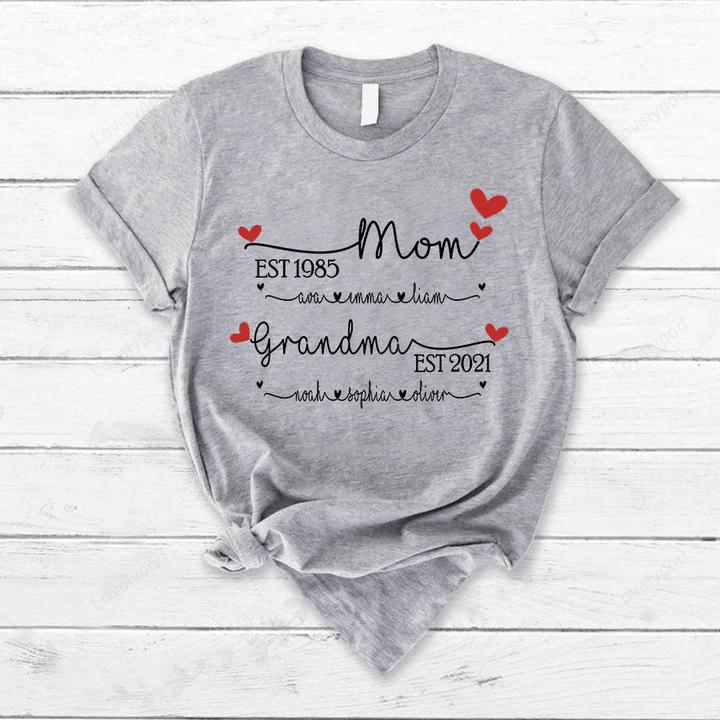 Heart - Mom And Grandma Custom Shirt