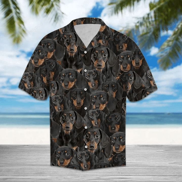 Black Dachshund Face At Home Hawaiian Shirt