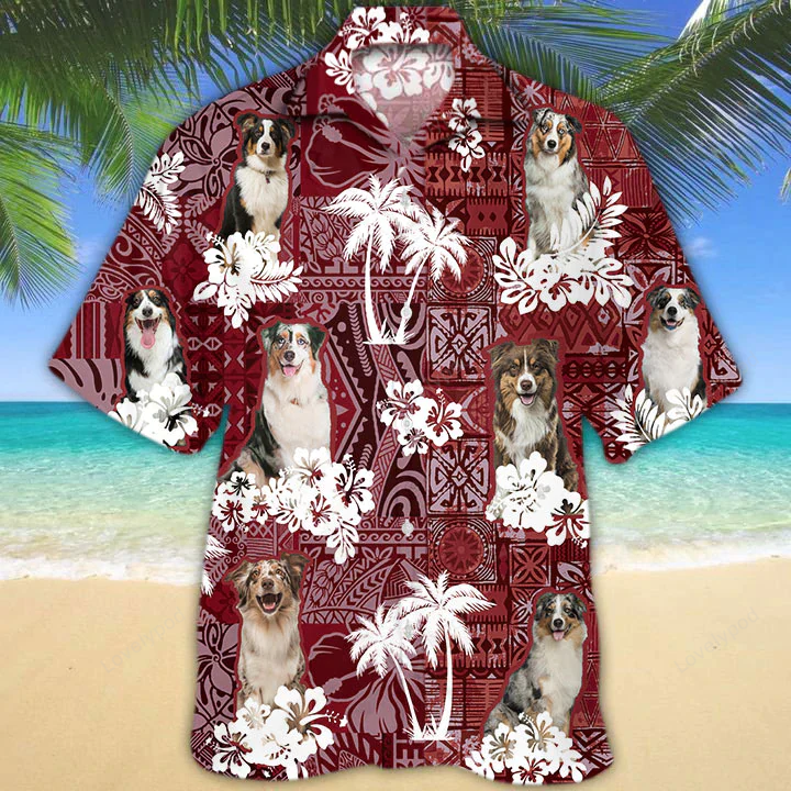 Australian Shepherd Red Hawaiian Shirt, Hawaiian shirt For men, Women,  Aloha Shirt For Summer