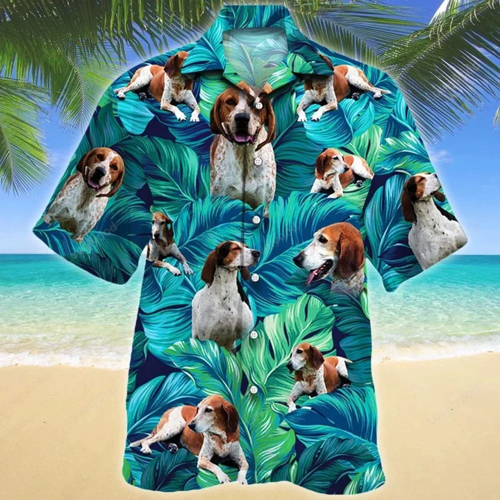 American English Coonhound Dog Lovers Gift Summer Beach Palm Tree Hawaiian Shirt