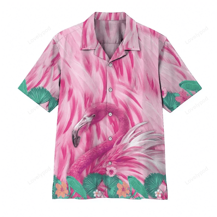Cute Pink Flamingo Hawaiian Shirt, Flamingo Hawaiian Shirt, Aloha Shirt For Men, Funny Flamingo Beach Shirt