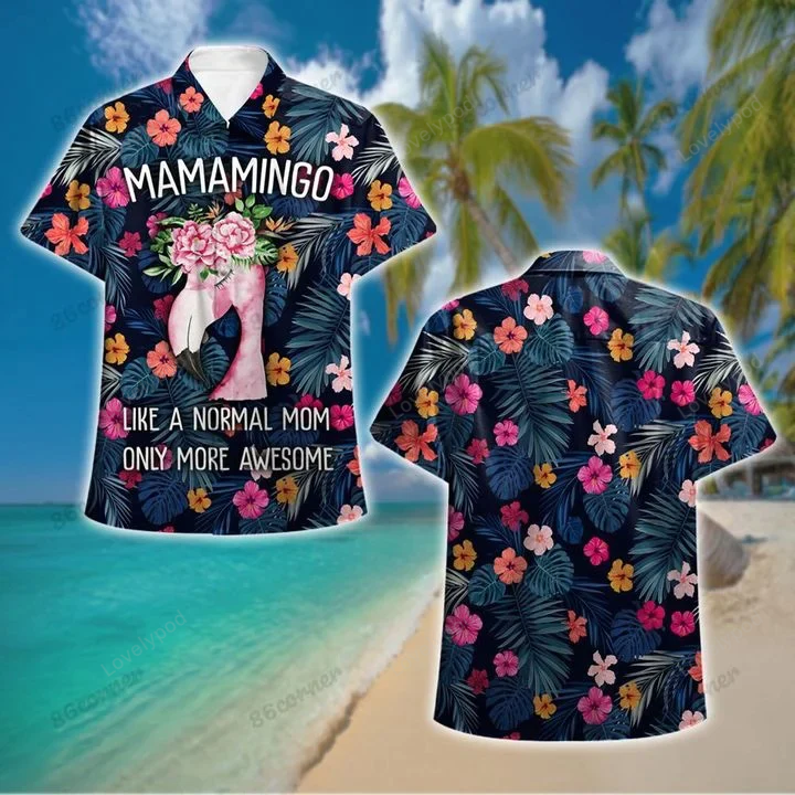Beach Flamingo Hawaii Shirt, Summer aloha shirt, Gift for summer
