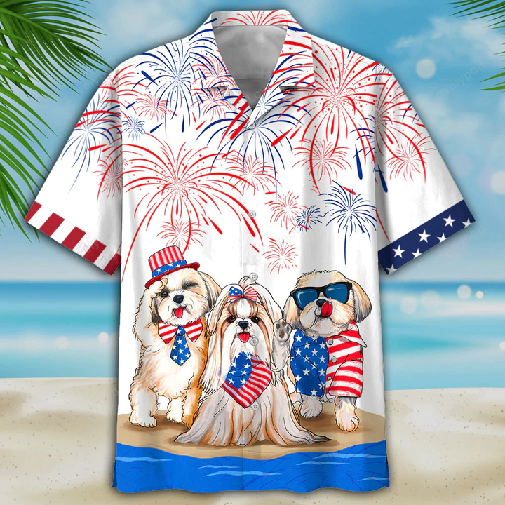 Shih tzu Hawaiian Shirts - Independence Day Is Coming, USA Patriotic Hawaiian Shirt