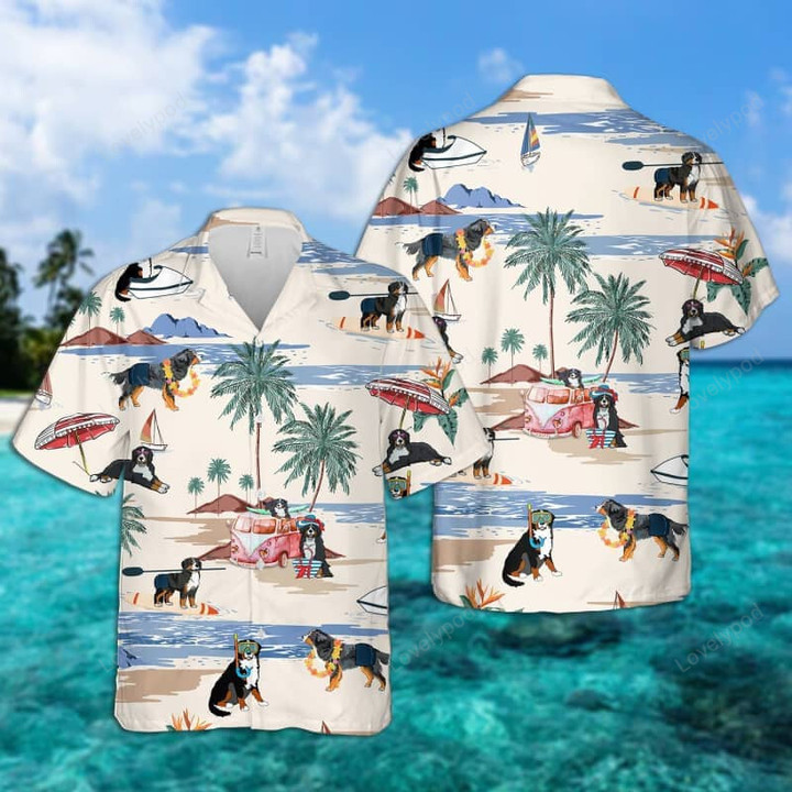 Entlebucher Mountain Summer Beach Hawaiian Shirt, dog beach Short Sleeve Hawaiian Shirt