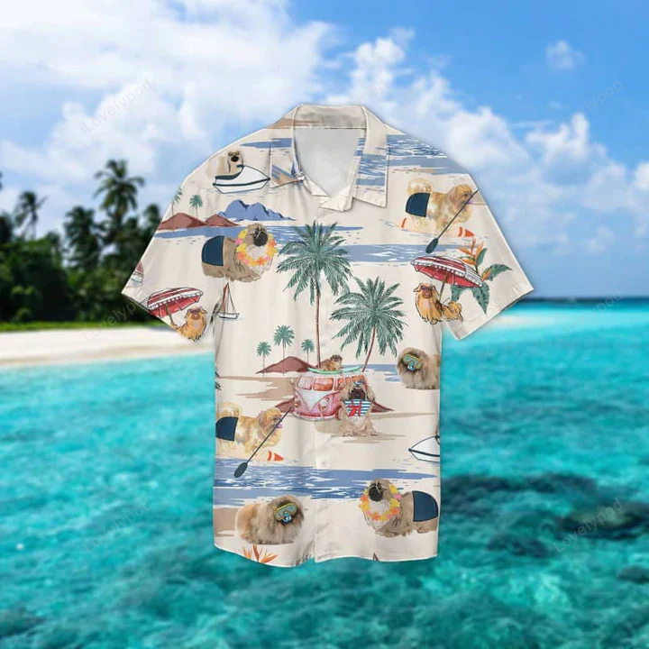 Pekingese Summer Beach Hawaiian Shirt, Hawaiian Shirts for Men women Short Sleeve Aloha Beach Shirt