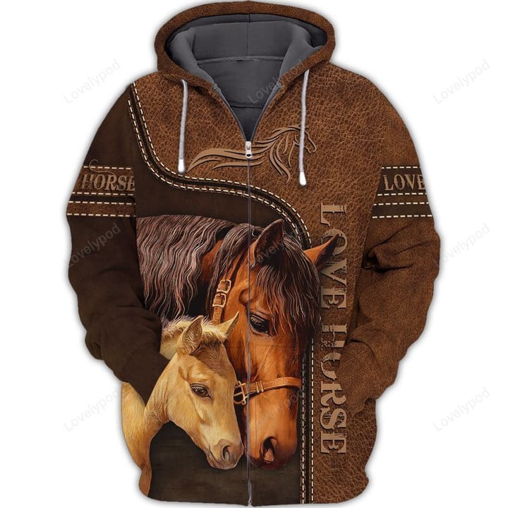 3D horse zip hoodie, Love horse 3D Full Print, 3D Shirt for men, woman, Horse shirt, Gifts for Horse Lovers