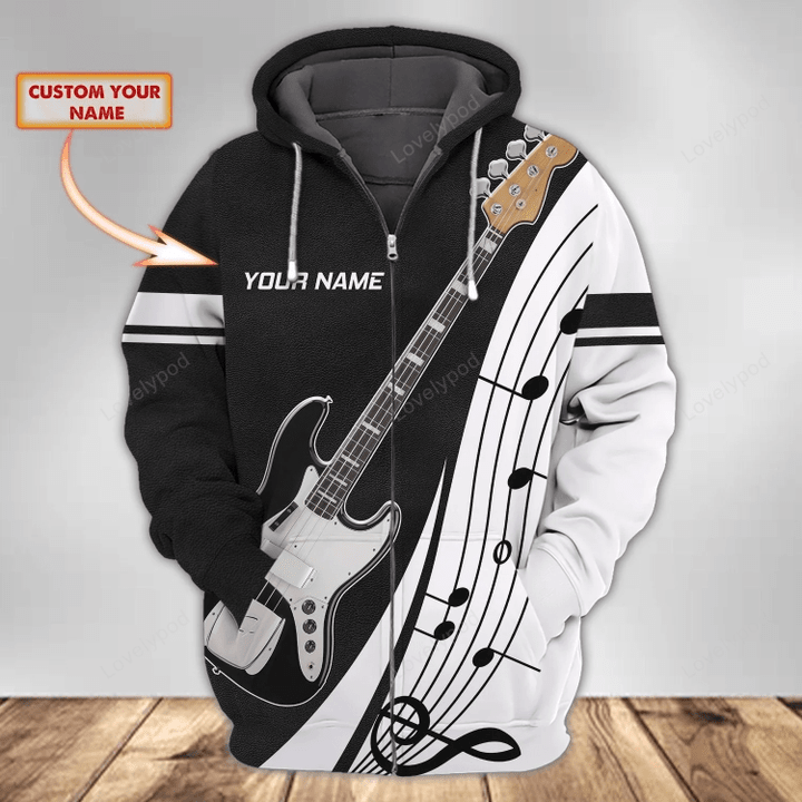Guitar 3D - Personalized Name 3D Zipper Hoodie - Guitar Classic - gift for guitar lovers