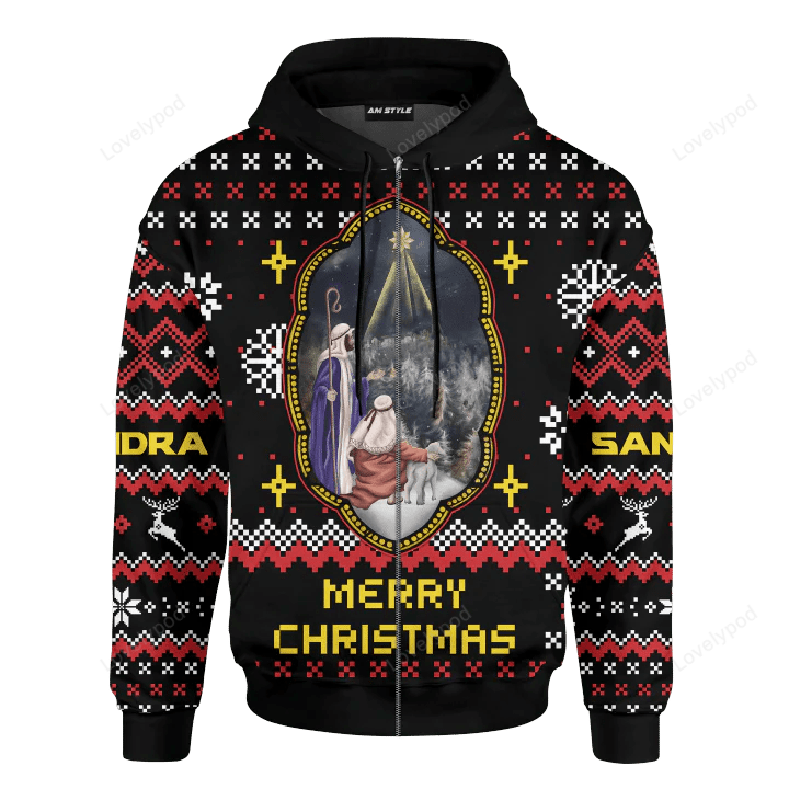 Christmas Begins With Christ Christmas Customized 3D All Over Printed zip hoodie