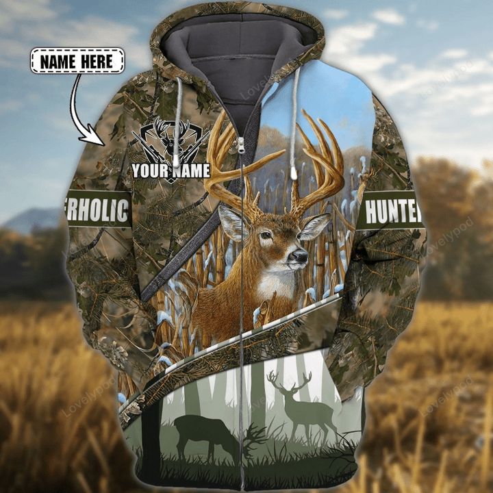 Hunting - Father's Day Hunting Gift, Personalized Name 3d Zip hoodie, Hunting Gifts for Men, Gift for Hunter
