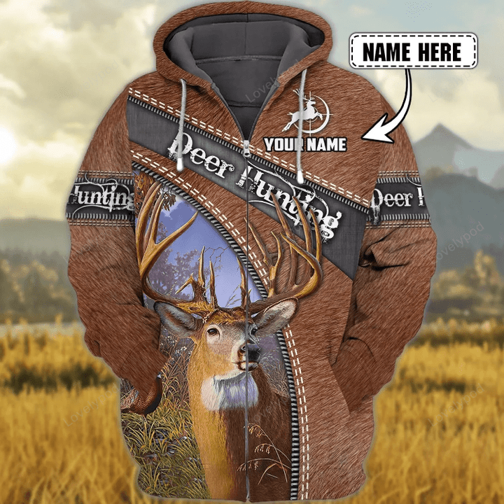 Personalized Men's Deer Hunting 3D Zipper hoodie, Gifts for Hunter, Hunting Lovers