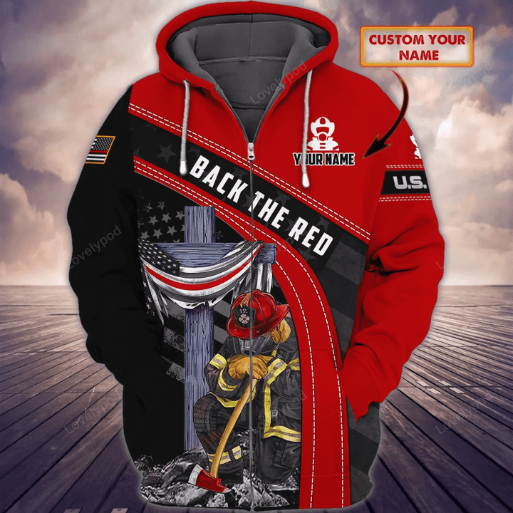 Firefighter - Personalized Name 3D Zipper Hoodie