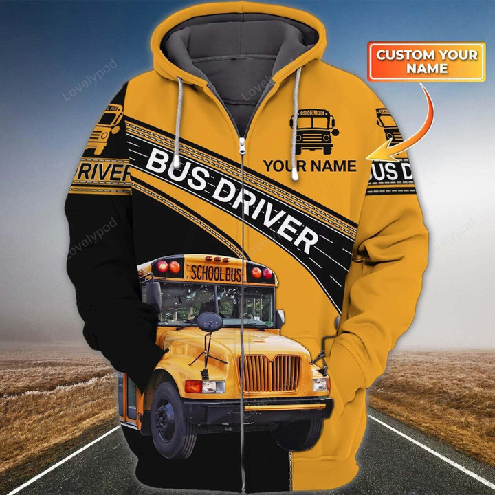 3D All Over Print School Bus Driver 3D zipper Hoodie, It Takes Heart To Be A Bus Driver