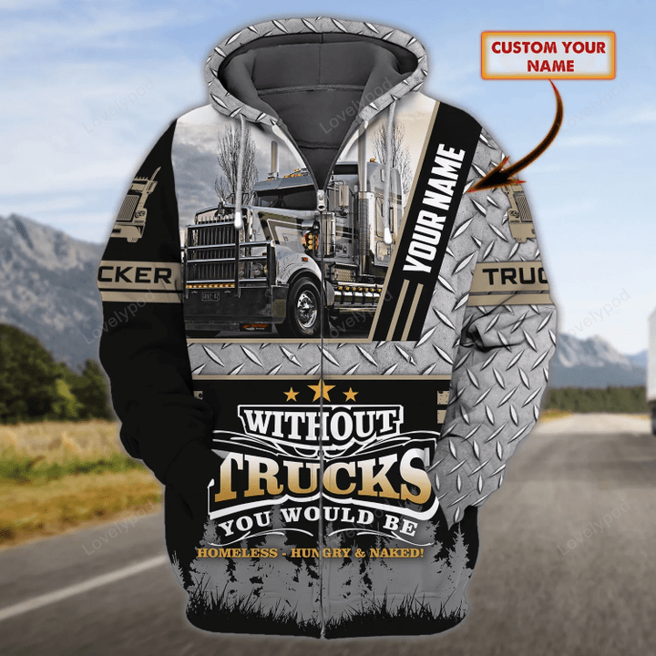 Love Truck  3D all over printed, Truck 3D Zipper hoodie, Birthday gift for trucker, Truck Driver Gifts