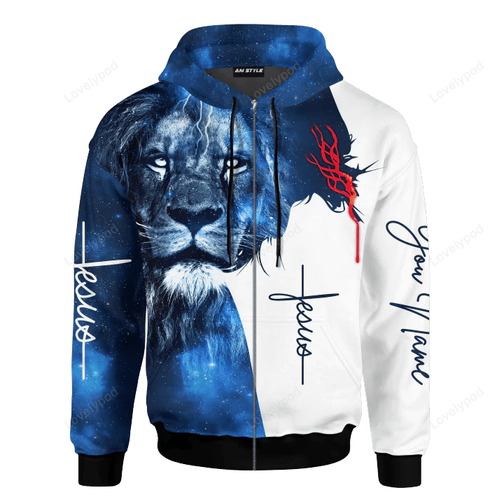 The King Jesus Lion Galaxy Customized 3D All Over Printed zip hoodie