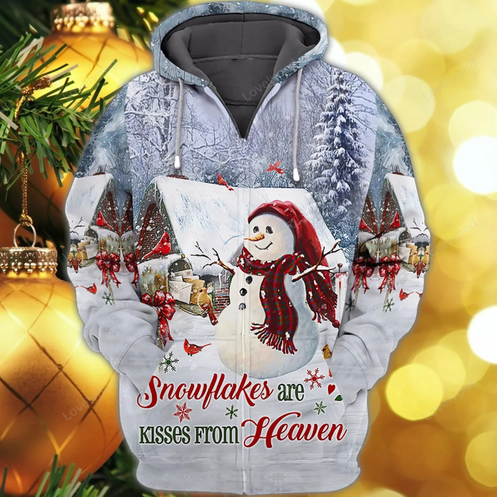 Snowman Merry Christmas 3D Zipper Hoodie, Snowman Christmas shirt, christmas gift