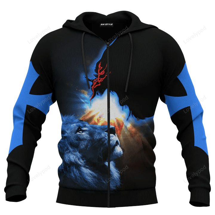My God Jesus Lion Galaxy 3D zip hoodie, Jesus Shirt, Jesus Gift, Religious Shirt