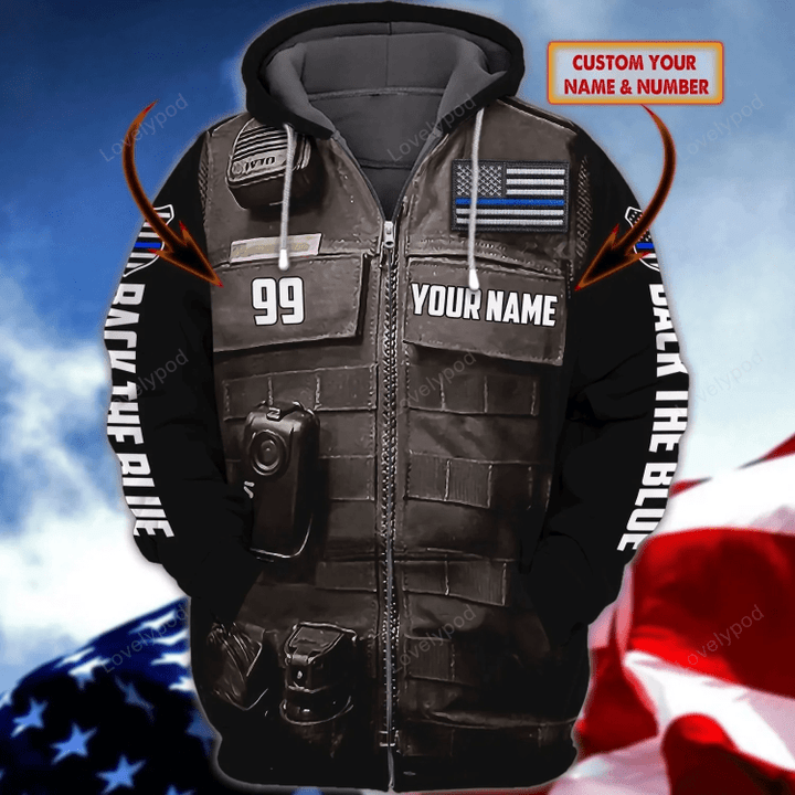 Gift For Police, Police Christmas Day - Police Personalized Name 3D Zipper hoodie
