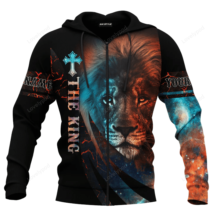 The King Jesus Lion Customized 3D zip hoodie, Jesus Shirt, Jesus Gift, Religious Shirt