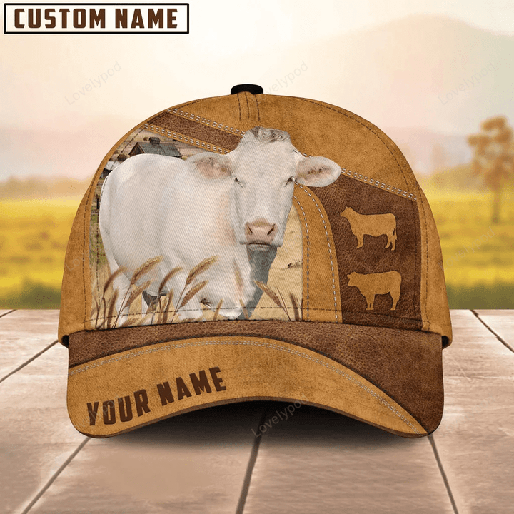 Custom Name Charolais Cattle Cap, Baseball Hat For Farmer, Gift for cow lover