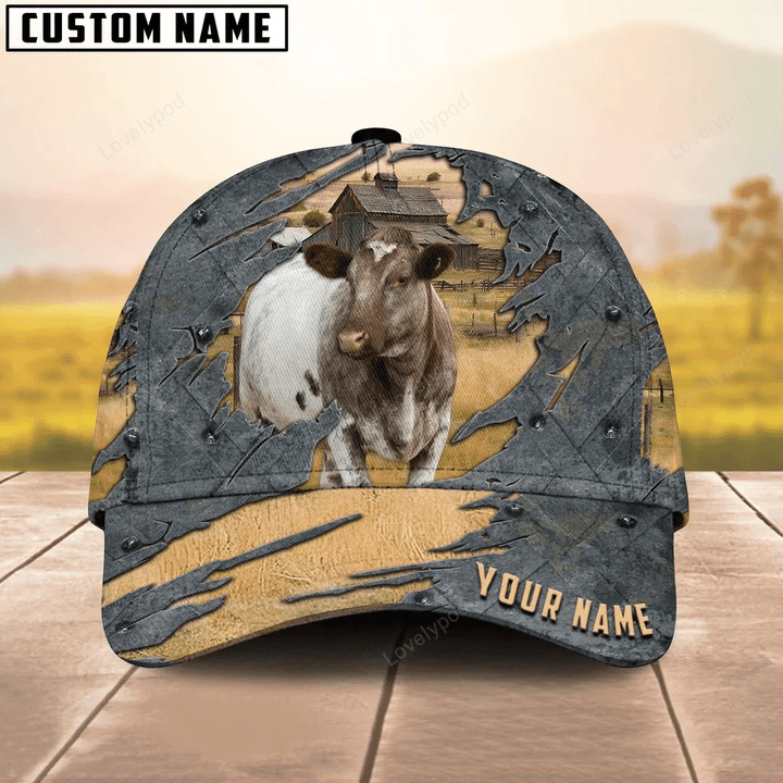 Custom 3D All Over Print Shorthorn Cap Hat Cow Classic Hat Gift For Farmer