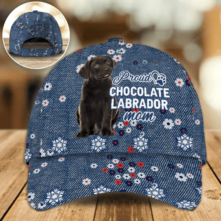 Personalized Baseball Cap With Pet Photo, Black Labrador Proud Mom Classic Cap Hat For Pet Lover