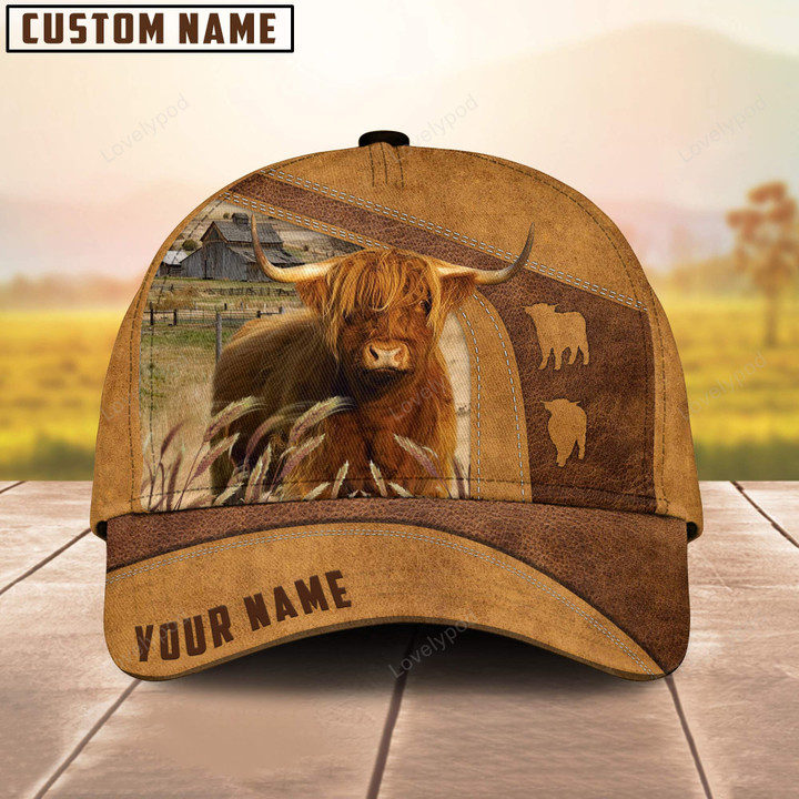 Personalized Highland Cattle Cap, Cattle Hat, Farm Baseball Hat, Cap Hat For Farmer Farm Lover