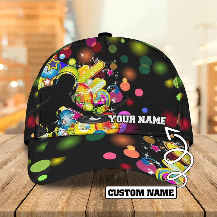 Custom Name Dj Digital Design Classic Baseball Cap Hat 3D, Gift for Dj, International Dj gift