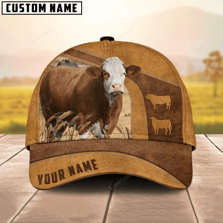 Custom Name Simmental Cap, cow Baseball Hat For Farmer, Gift for cow lover