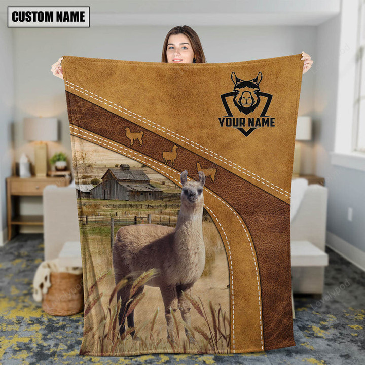 Llama Fleece Blanket, Sherpa blanket, Llama blanket 50x60 in, Gift for Farmer