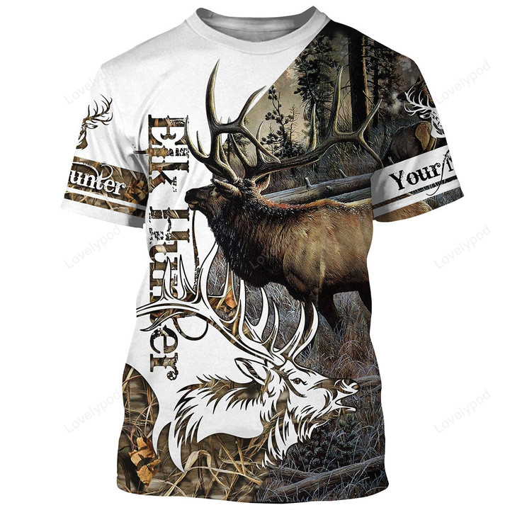 Elk Hunting Camo 3D Custom name All over print shirts - personalized hunting gift for men