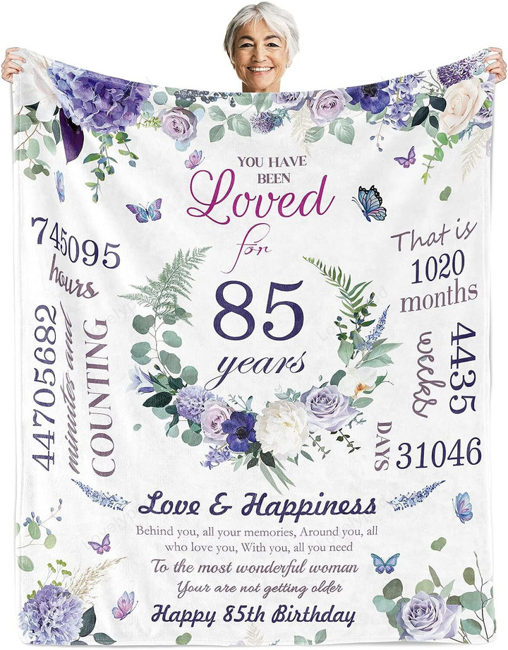 85th Birthday Throw blanket for Mom, Grandma, Women 85th Birthday Gifts for Her, Birthday Gifts for Grandma, Mom, Sister, Wife