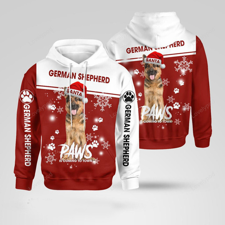 German Shepherd Christmas Santa paw 3D Hoodie, German Shepherd christmas shirt, hoodie, zip hoodie, Christmas Gift for Dog lover