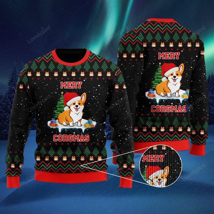 Funny Dog Merry Corgmas Ugly Christmas Sweater For Men & Women
