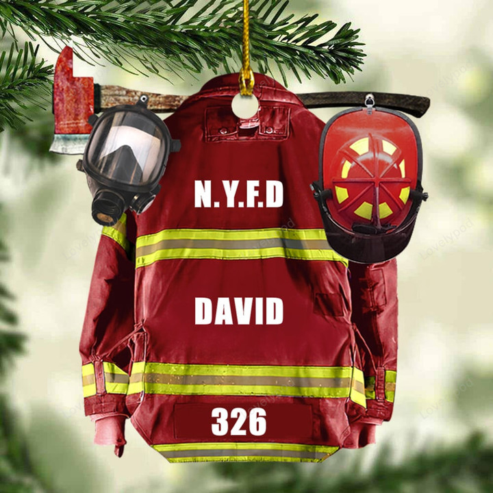 Personalized Firefighter Uniform Ornament, Christmas Gift for Firefighter