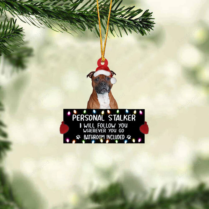 Staffordshire Bull Terrier Personal Stalker Christmas Ornament, Dog Christmas ornament, Christmas gift for Dog lover