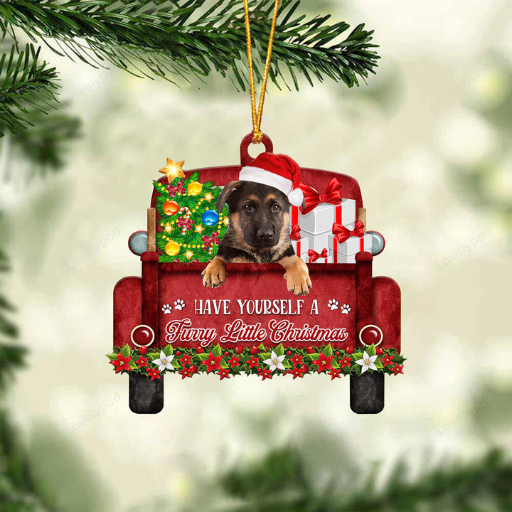 German Shepherd 2 Have Yourself A Furry Little Christmas Ornament, Christmas tree decor