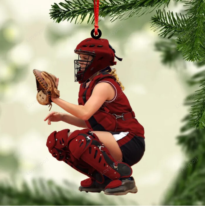 Personalized Baseball players Female Two Sided Ornament, Christmas gift for Baseball lover