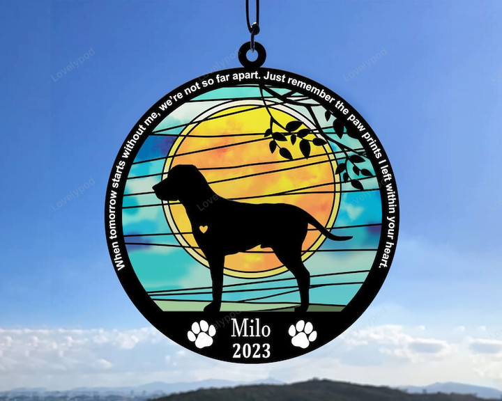 Dog Memorial Suncatcher| Personalized with dog breed, name and date| Loss of Dog Sympathy Gift for Dog Lovers