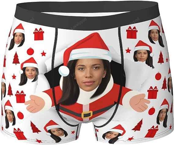 Custom Funny Boxer Briefs with Face Christmas gift, Customized Print Underwear for Men