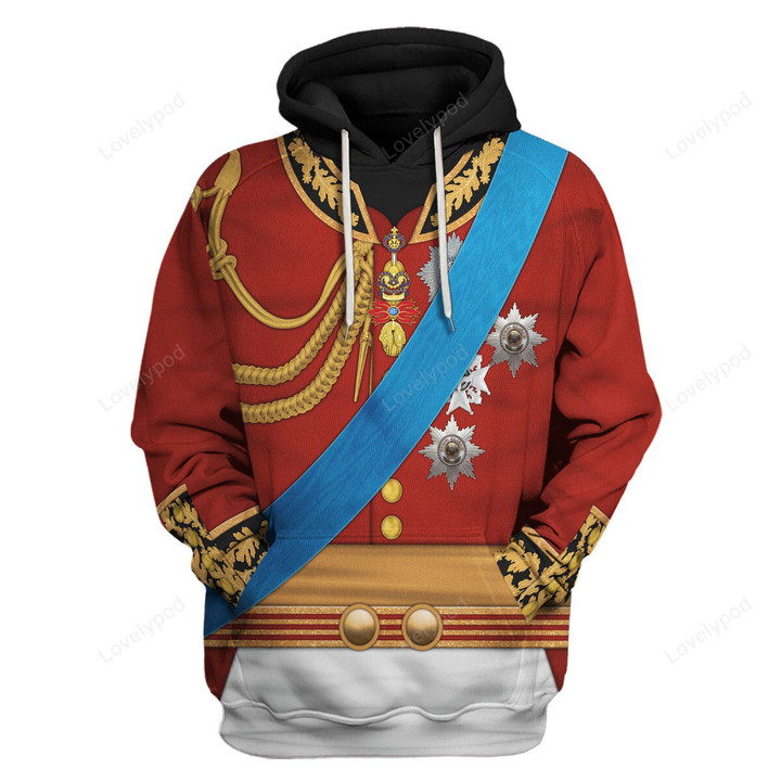 George IV of England Uniform Costume Hoodie Sweatshirt T-Shirt, Costume 3D shirt for Men women